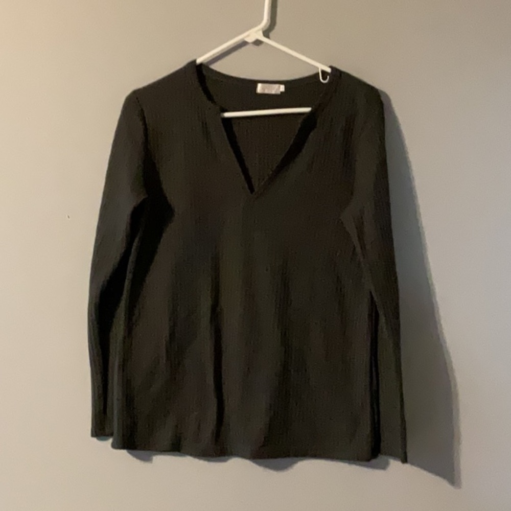 Blue Time Size Small Dark Gray V-Neck Women's Top
